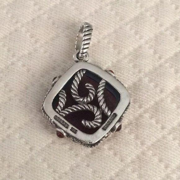 BARSE Sterling Silver Rope Embellished Red Carnelian Pendant - Picture 10 of 11